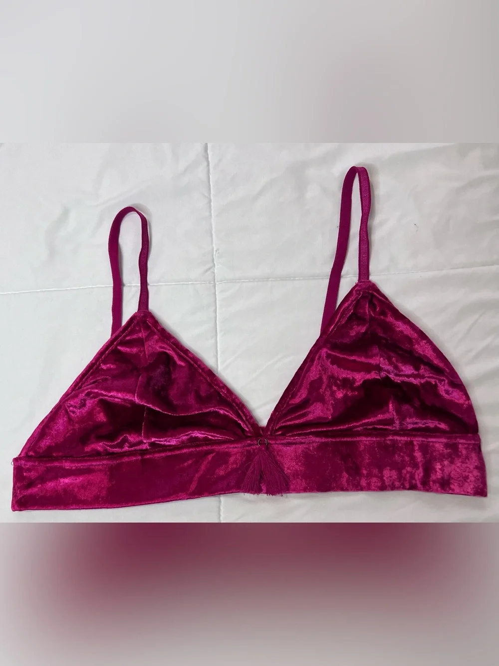 Anthropologie Velvet Tassel Bralette in Fuchsia size XL